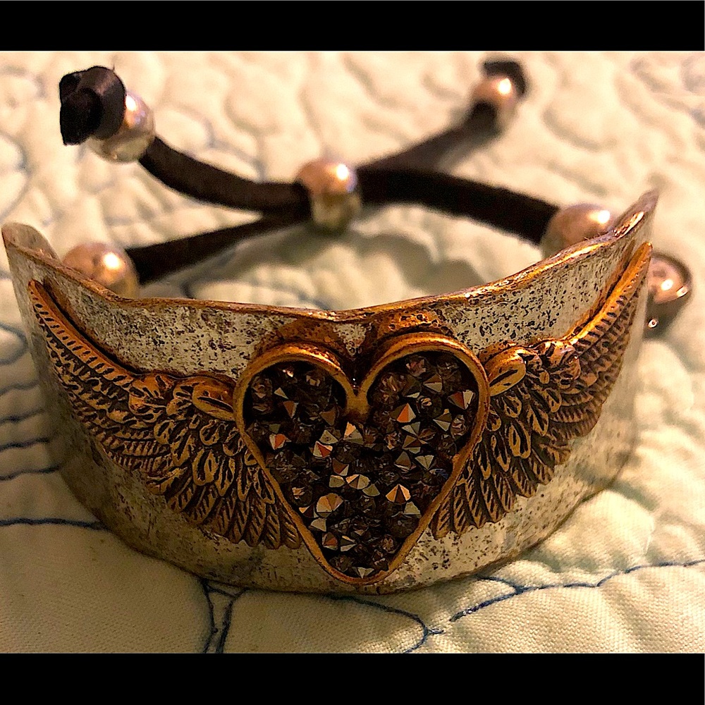 Bracelet - leather with metal and druzy like stones